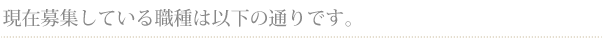 現在募集している職種は以下の通りです。
