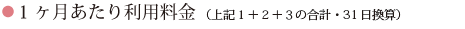 1ヶ月あたり利用料金（上記1+2+3の合計・31日換算）